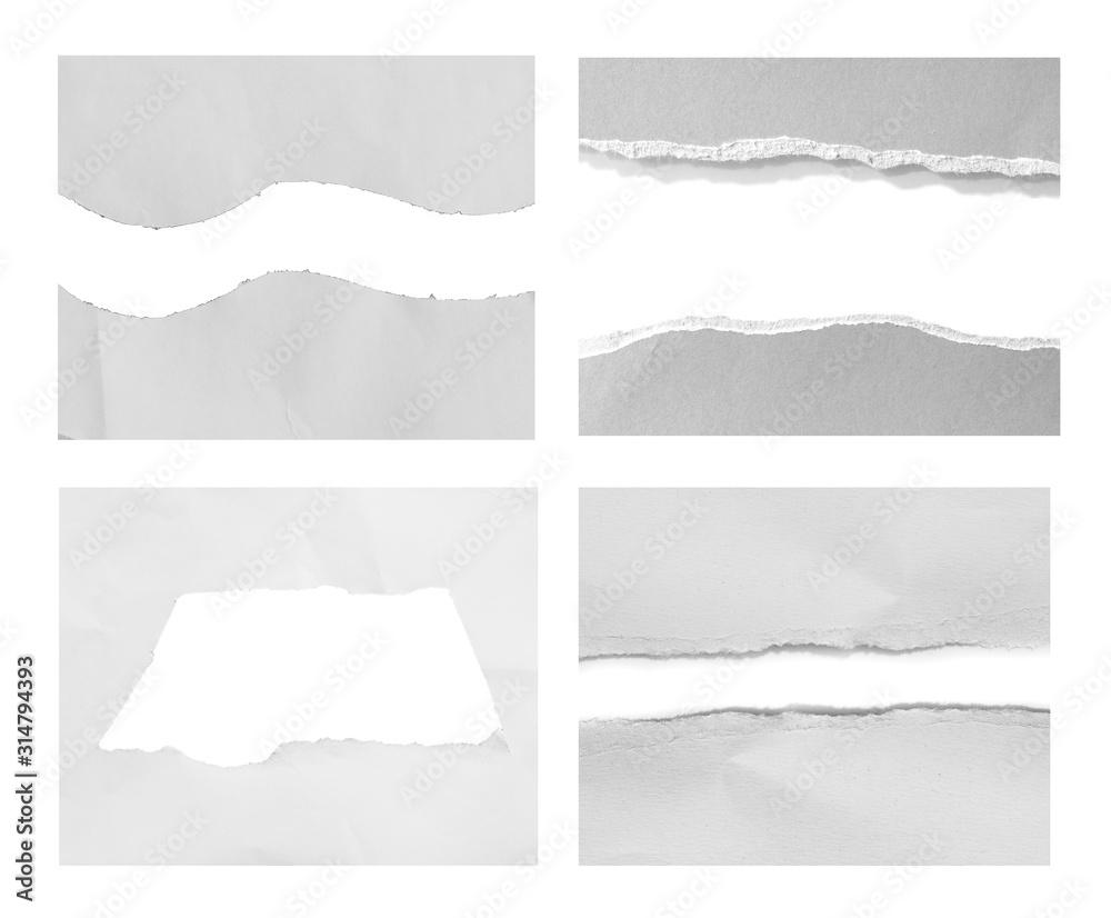 Set of torn paper on white background Set of torn paper on white background