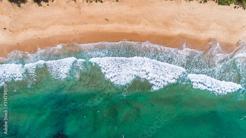 Top down aerial of Sydney beach