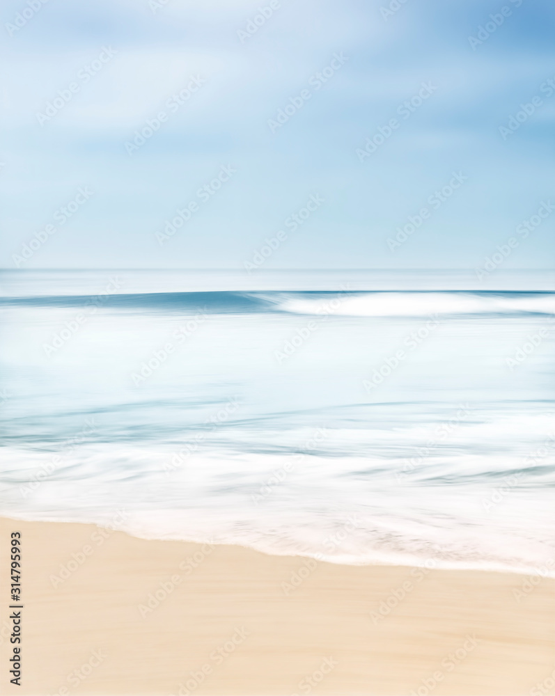 A minimalist interpretation of a California ocean wave.  Photographed near Santa Barbara, California. - obrazy, fototapety, plakaty 