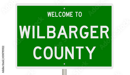 Rendering of a green 3d highway sign for Wilbarger County photo