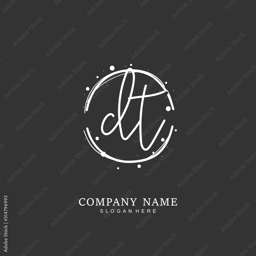 Handwritten initial letter D T DT for identity and logo. Vector logo template with handwriting and signature style. Handwritten initial letter D T DT for identity and logo. Vector logo template with handwriting and signature style.