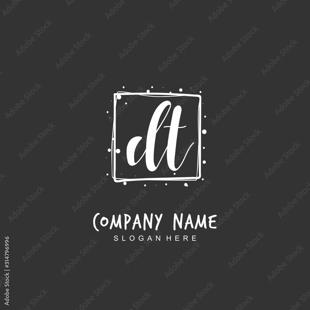 Handwritten initial letter D T DT for identity and logo. Vector logo template with handwriting and signature style. Handwritten initial letter D T DT for identity and logo. Vector logo template with handwriting and signature style.