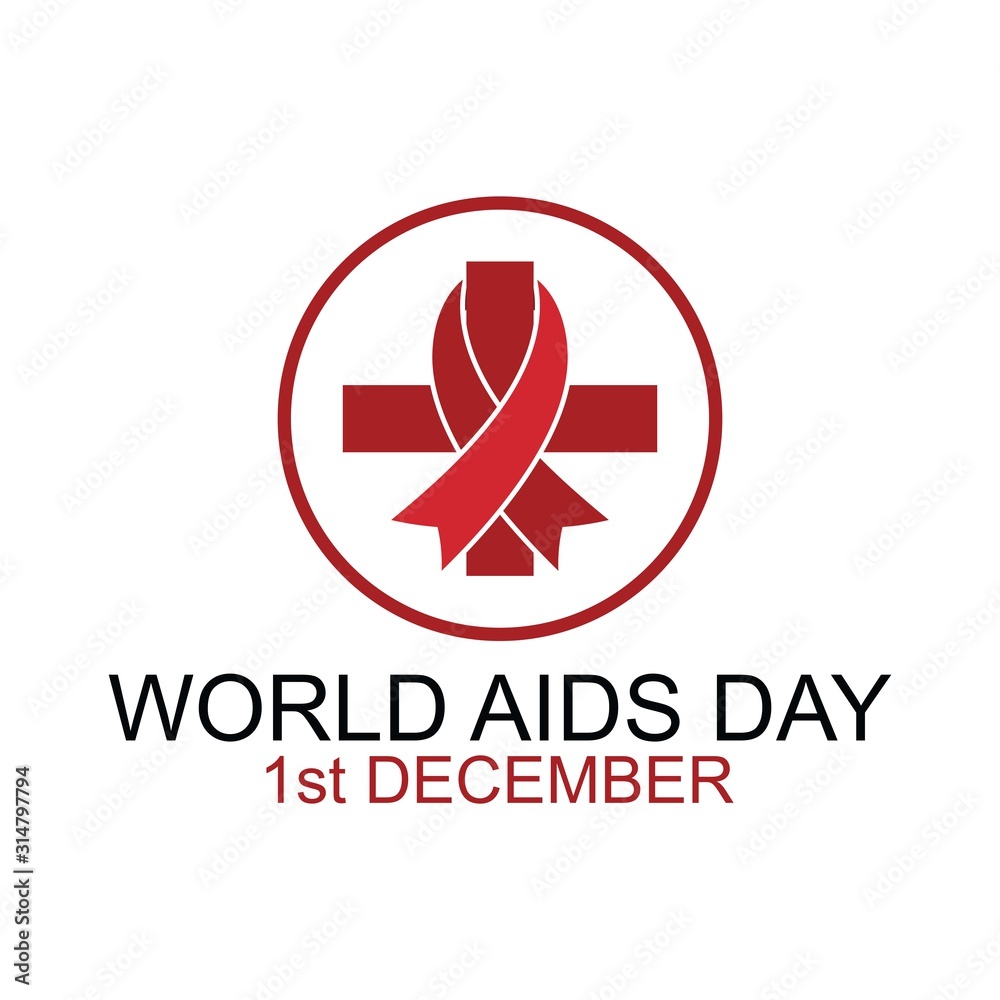 World aids day logo concept design. Aids awareness red ribbon. Medical Design illustration. Aids treatment with vertical and horizontal lines. World aids day logo concept design. Aids awareness red ribbon. Medical Design illustration. Aids treatment with vertical and horizontal lines.