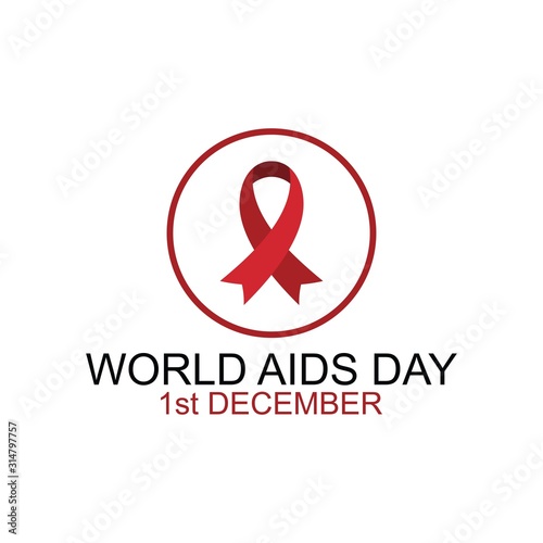 World aids day logo concept design. Aids awareness red ribbon. Medical Design illustration. Aids treatment with vertical and horizontal lines.