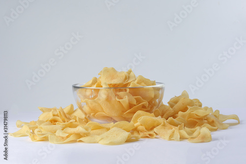 Arrowhead root arrowroot chips traditional for Chinese new year photo