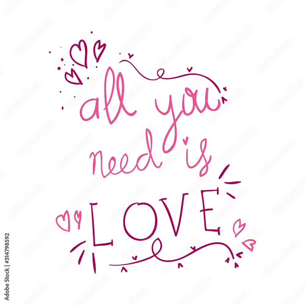 all you need is love lettering isolated icon vector illustration design