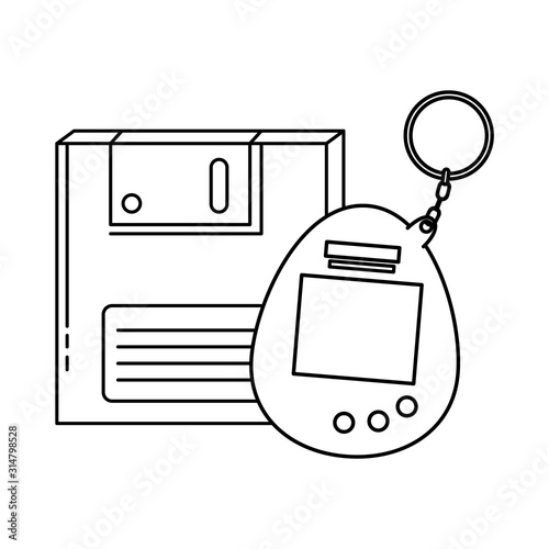 floppy with video game mascot nineties retro style vector illustration design