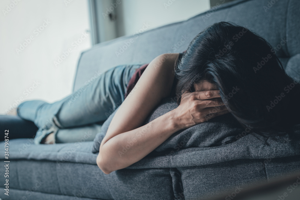 panic attacks alone young woman sad fear stressful depressed emotion.crying begging help.stop