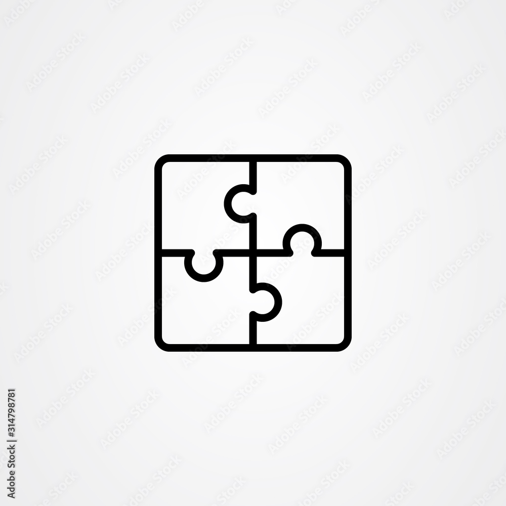Puzzle icon flat vector design in outline style