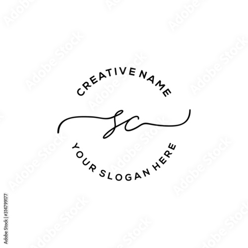  Initial letter SC Signature handwriting Logo Vector