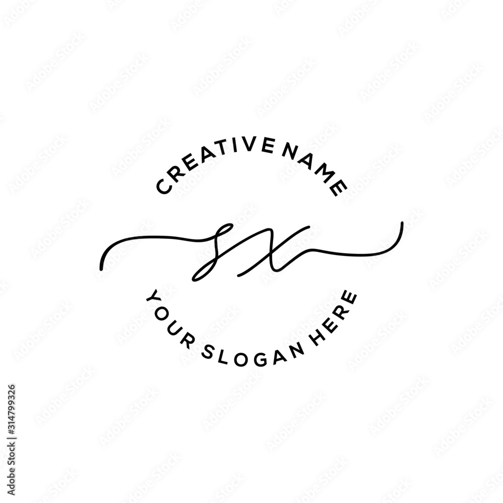 Obraz Initial letter SX Signature handwriting Logo Vector
