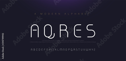 Minimal modern alphabet fonts and numbers. Abstract urban thin line font typography typeface uppercase lowercase. vector illustration