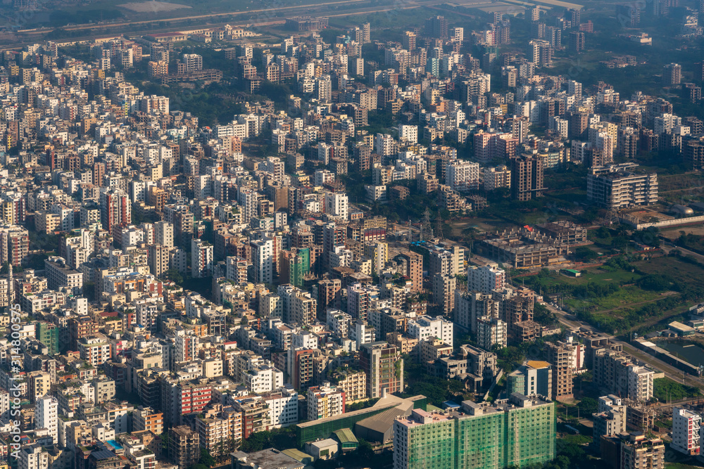 Aerial view of Dhaka city, Bangladesh 
