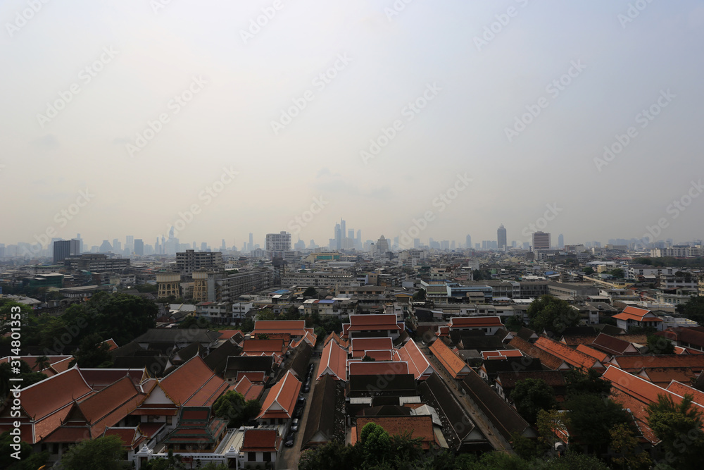 Smog or PM 2.5 dust in Bangkok city