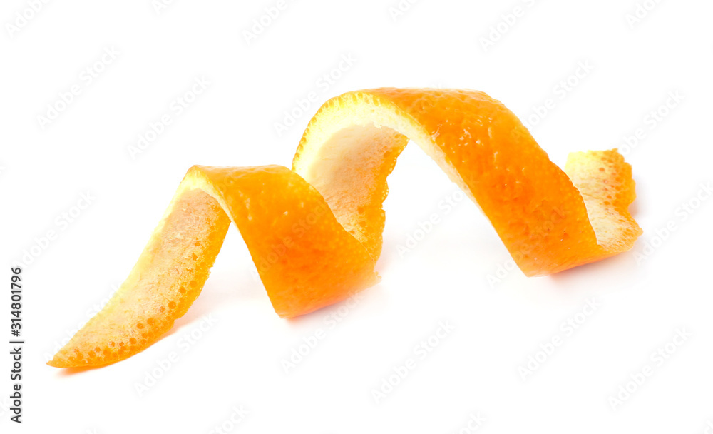 Orange peel on white background Orange peel on white background