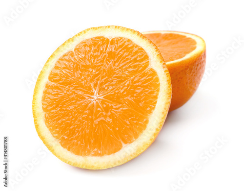 Sweet cut orange on white background
