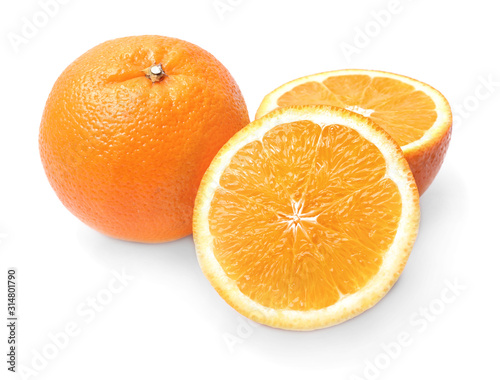 Sweet oranges on white background