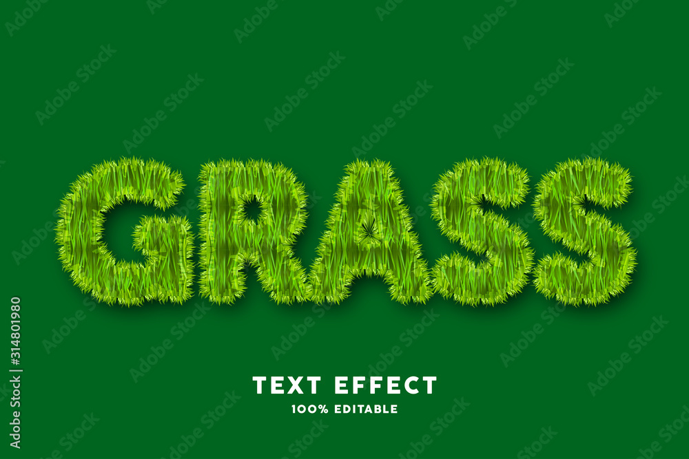 Grass text effect, editable text Stock Vector | Adobe Stock