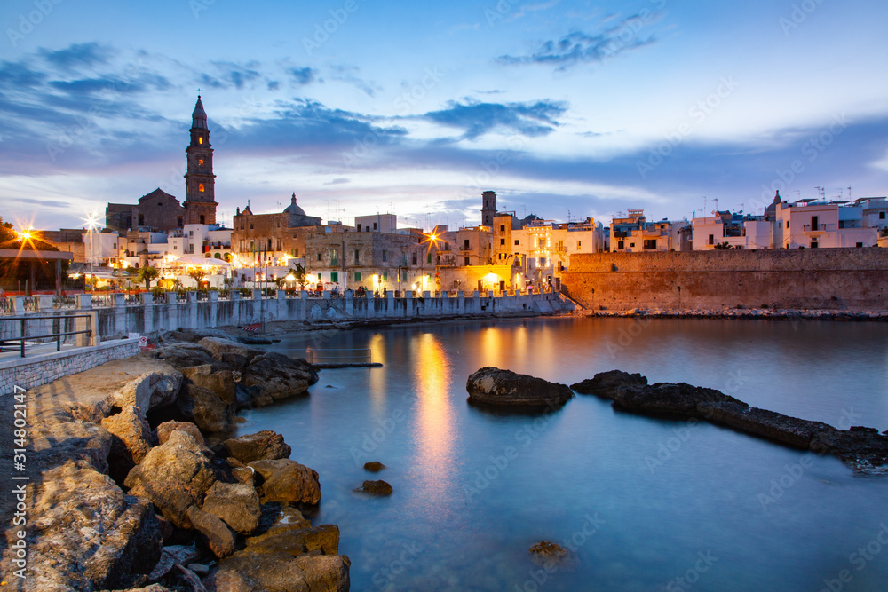 night city view of Monopoli Apulia Italy night city view of Monopoli Apulia Italy
