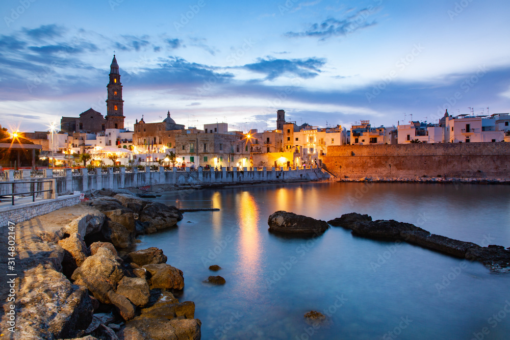 night city view of  Monopoli Apulia Italy