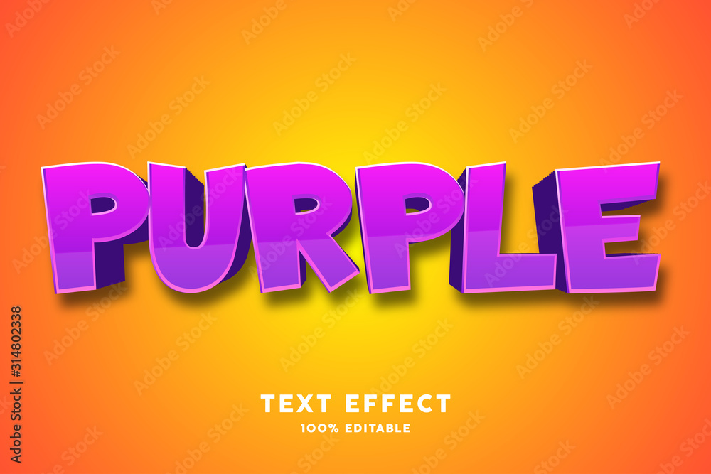 Fototapeta premium Purple solid bold text effect, editable text
