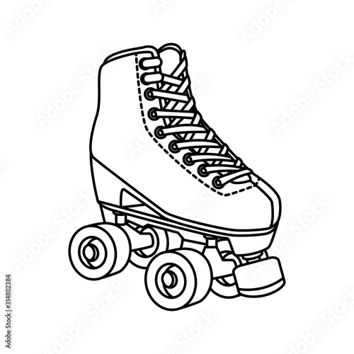 roller skate of nineties line style icon vector illustration design