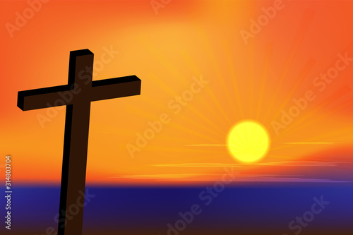 Crosses Christ and clouds are the start of a new day.