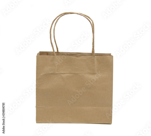 brown paper bag isolated on white background