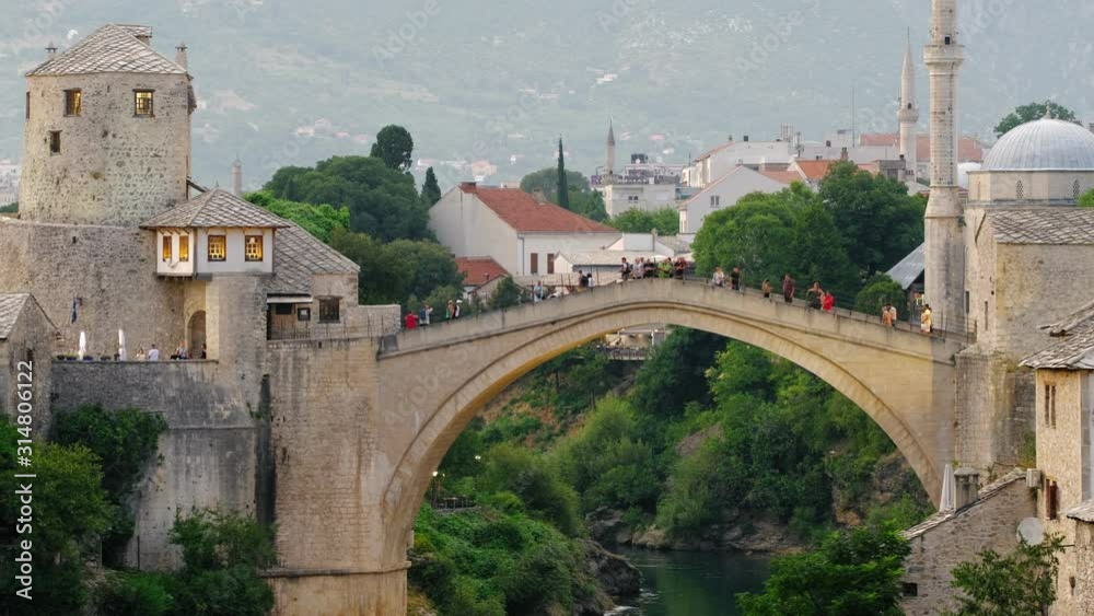Stari Most bridge in old town of Mostar, Bosnia and Herzegovina