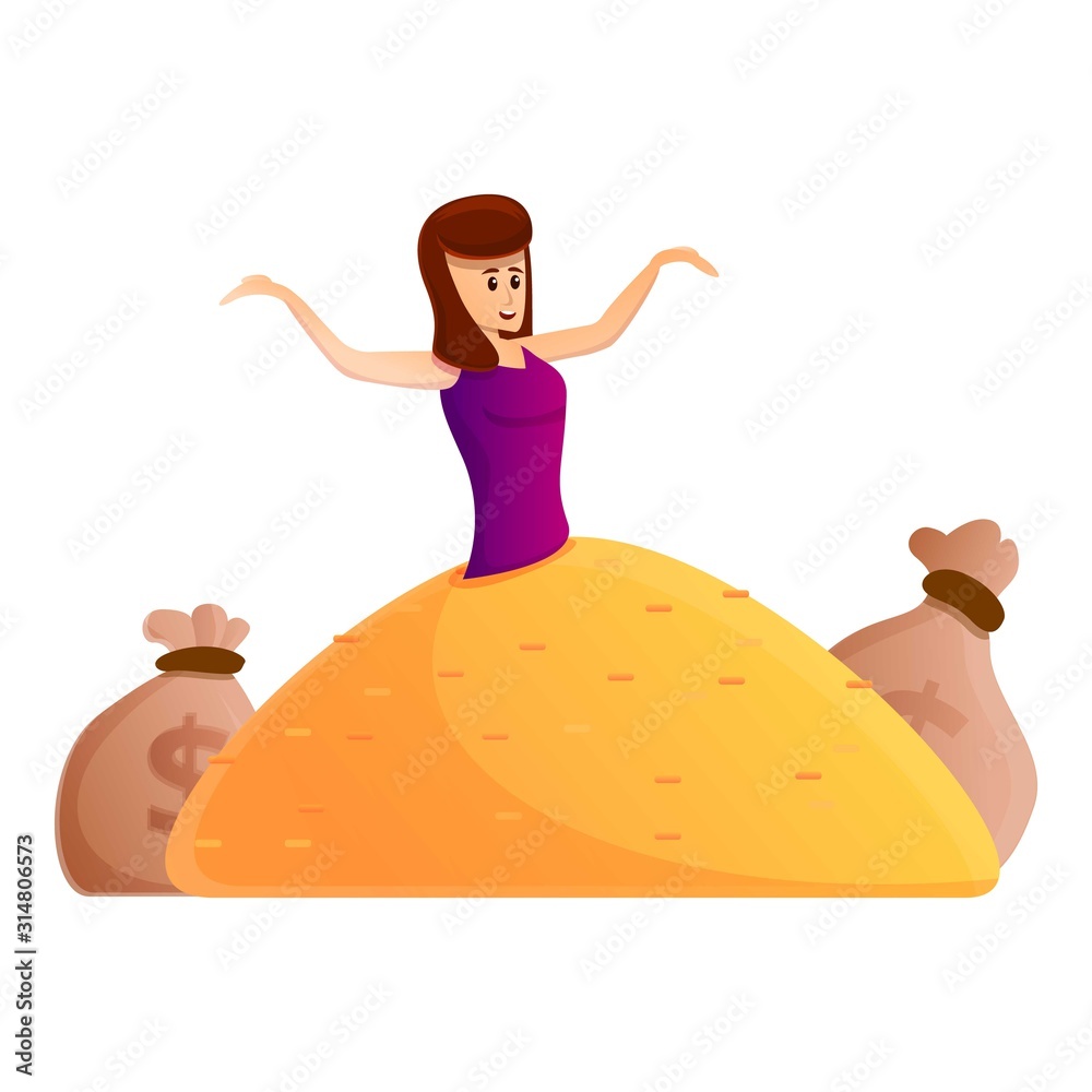 Girl millionaire icon. Cartoon of girl millionaire vector icon for web design isolated on white background Girl millionaire icon. Cartoon of girl millionaire vector icon for web design isolated on white background