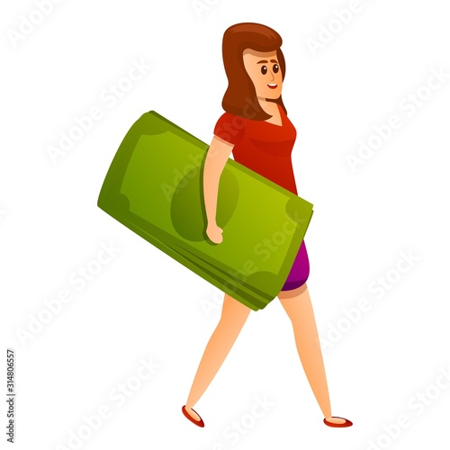 Woman banker millionaire icon. Cartoon of woman banker millionaire vector icon for web design isolated on white background