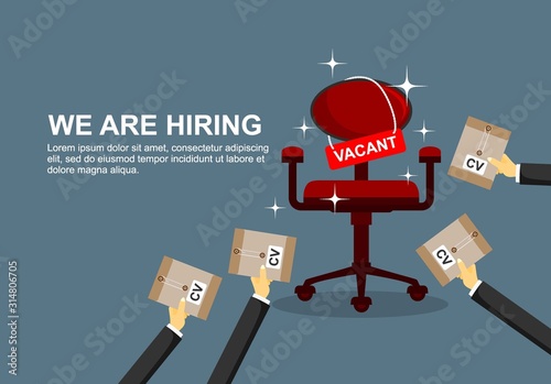 Business hiring and recruiting concept. We are hiring, banner concept, vacant position.