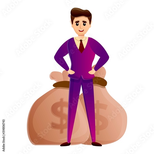 Young millionaire icon. Cartoon of young millionaire vector icon for web design isolated on white background