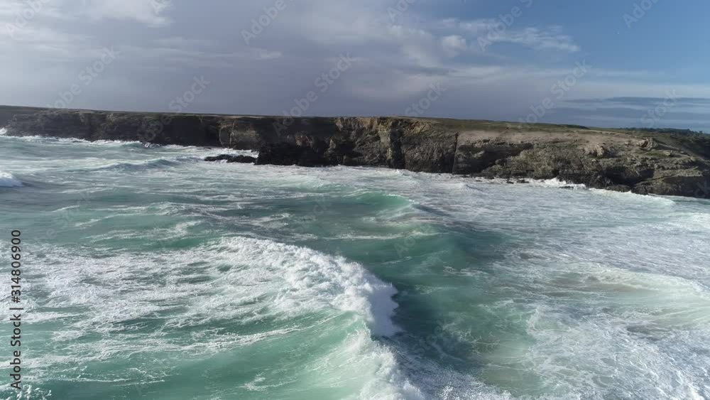 Plage de Bonnant vu par drone, Belle Ile en Mer, France Plage de Bonnant vu par drone, Belle Ile en Mer, France
