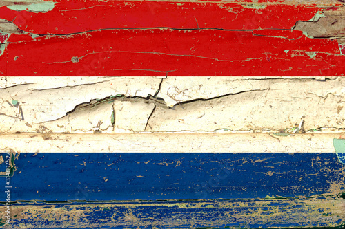 3D Flag of Netherland on wood