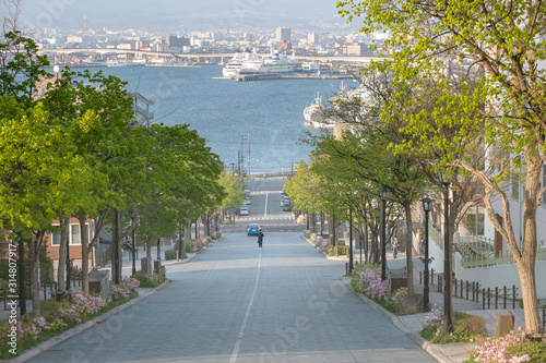 Hakodate Motomachi slope, famous slope to Hakodate bay Hakkaido, Japan