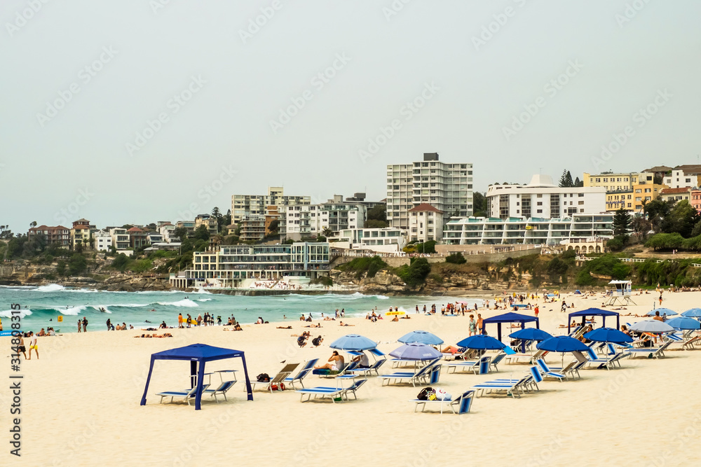 Tourists at the Bondi Beach in Sydney, Australia Tourists at the Bondi Beach in Sydney, Australia