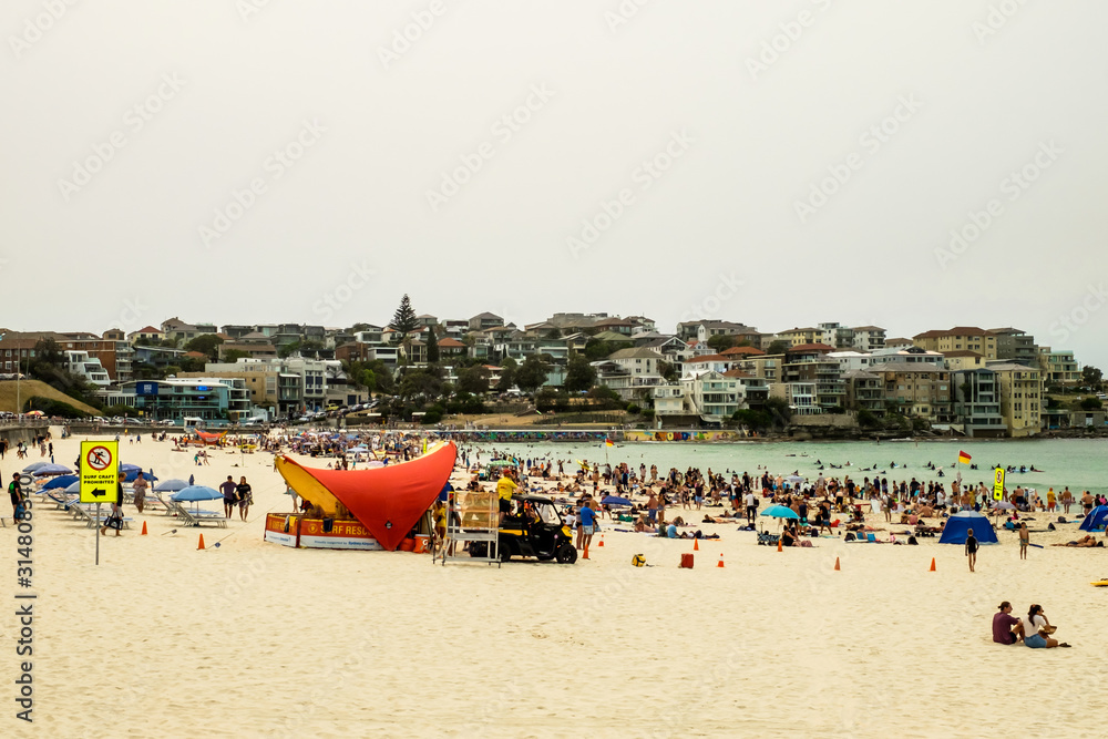Tourists at the Bondi Beach in Sydney, Australia