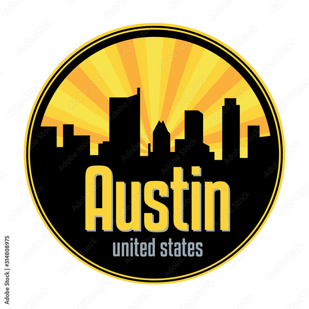 Fototapeta premium Badge, label or stamp with Austin skyline