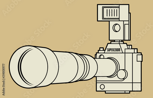 Professional camera with big and long zoom lens