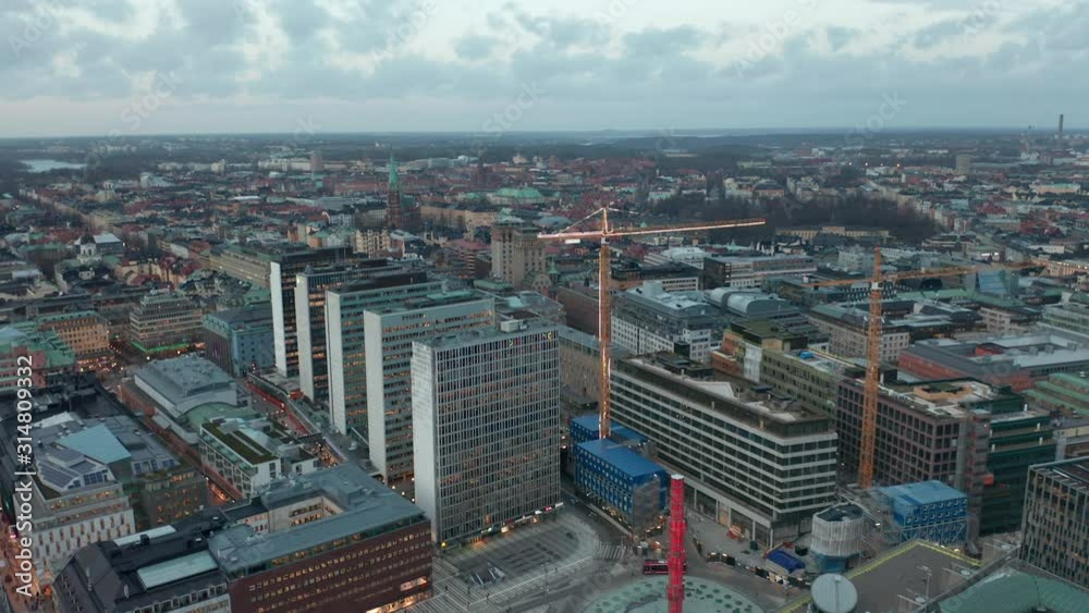 City Center in Stockholm, Sweden. Aerial view of Sergels Torg & buildings City Center in Stockholm, Sweden. Aerial view of Sergels Torg & buildings