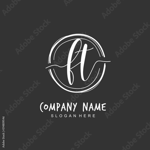 Handwritten initial letter F T FT for identity and logo. Vector logo template with handwriting and signature style.
