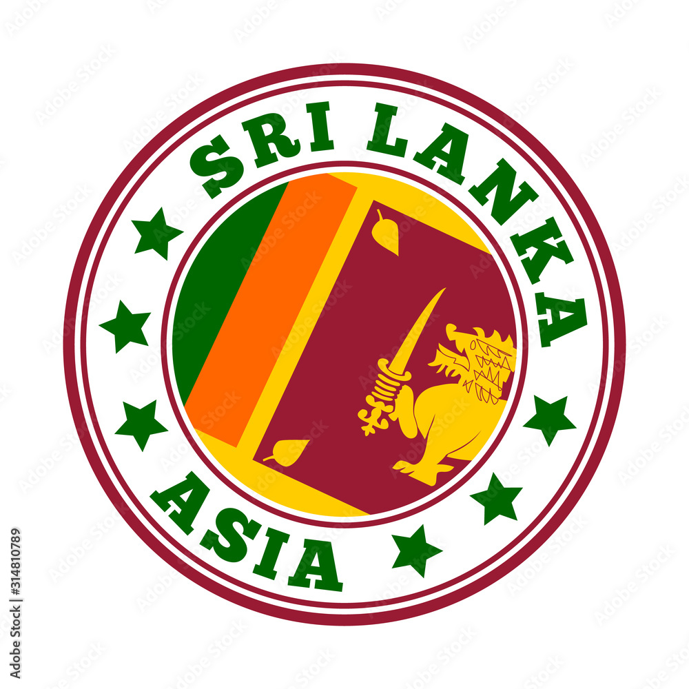 Sri Lanka sign. Round country logo with flag of Sri Lanka. Vector ...