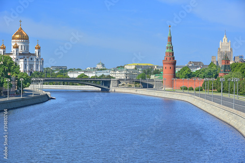 Russia. Moscow. View of the Moscow river and the Kremlin embankment