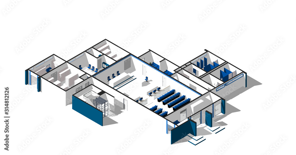 Isometric Architectural Projection - SJO 1 Ground Floor
