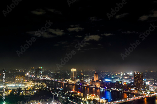 Cairo, Egypt The skyline at night.
