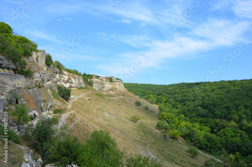 Mountain landscapes of Crimea. On the way to the ancient Chufut-Kale