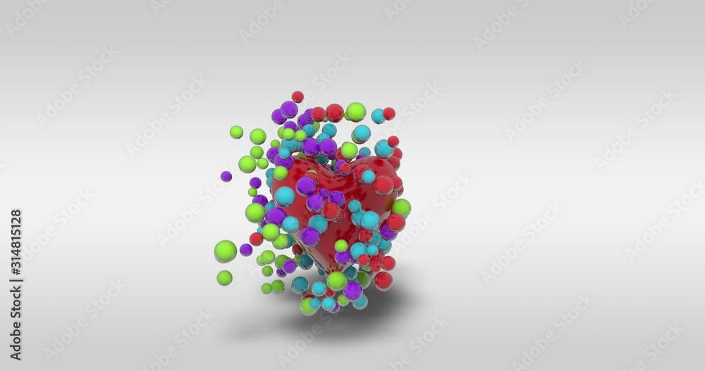 Animation 3D rendering, red heart flexible Movement Animation 3D rendering, red heart flexible Movement