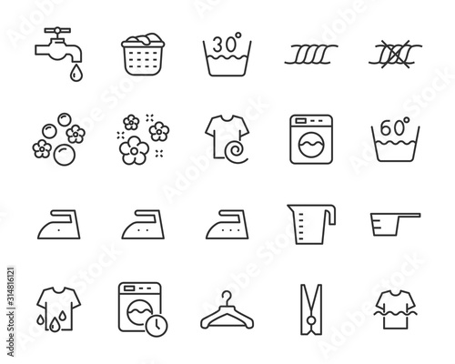 set of laundry icons, cleaning, washer, housework, service