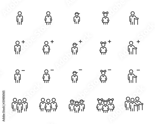 set of people icons, man, member, group